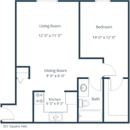 Eagle Sky I Apartments in Bismarck, ND | One Bedroom Floor Plan 11B