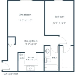 Eagle Sky II Apartments in Bismarck, ND | One Bedroom Floor Plan 11B