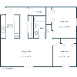Eagle Sky Apartments | Two Bedroom Floor Plan B