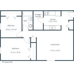 Garden Grove Apartments in Bismarck, ND | Two Bedroom Floor Plan 21B