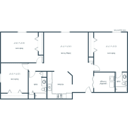 Sierra Ridge Apartments in Bismarck, ND | Three Bedroom Floor Plan 32B