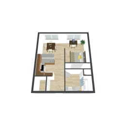 a floor plan of a house with a living room and a dining room