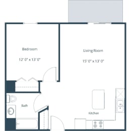 One-Bedroom Unit at Sunset Ridge Apartments in Bismarck, ND