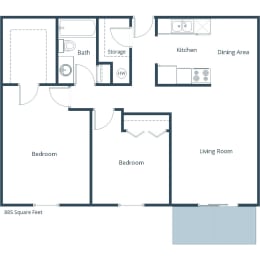 Two Bedroom Floor Plan at France, Fargo