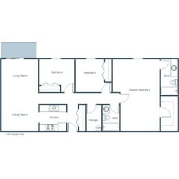 Three Bedroom Two Bath Floor Plan at France, North Dakota