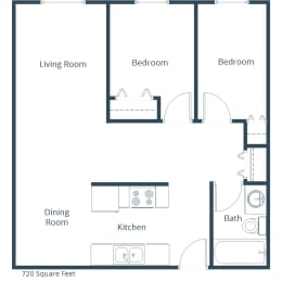  Floor Plan Two Bedroom 21B
