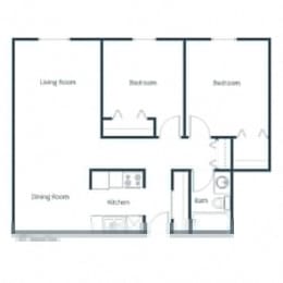 Pacific Park II Apartments in Fargo, ND | Two Bedroom Floor Plan 21C