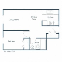 Pacific South Apartments in Fargo, ND | One Bedroom Floor Plan 11A