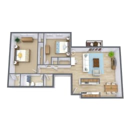 a floor plan of a house with a bedroom and a living room