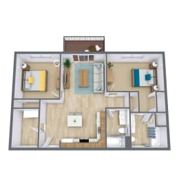 a floor plan of a house with a bedroom and a living room