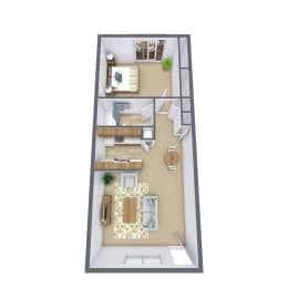 One Bedroom Floor Plan 11A  at Woodland Pines, Omaha, 68134