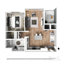 FP A1 with furniture at Westbury Apartments, Rancho Cucamonga, 91739