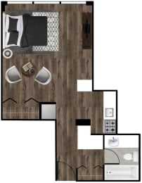 Studio Floorplan at 21 E Chestnut, Chicago, IL, 60611
