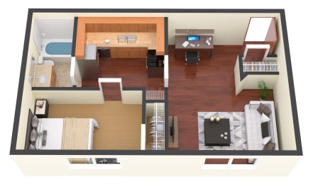 a layout of a house with a living room and a dining room