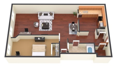  Floor Plan deLendrecies 1 Bed, 1 Bath