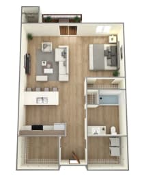 Studio 635 Floor Plan at Bella Rose Apartments, Wisconsin