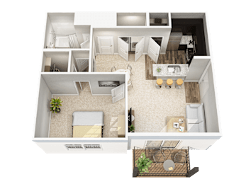  Floor Plan 1 Bedroom, 1 Bath B