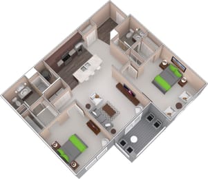  Floor Plan Two Bed, Two Bath A