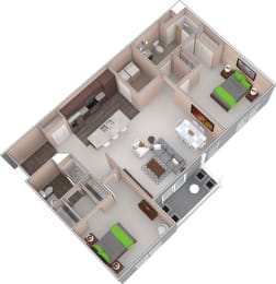  Floor Plan Two Bed, Two Bath B