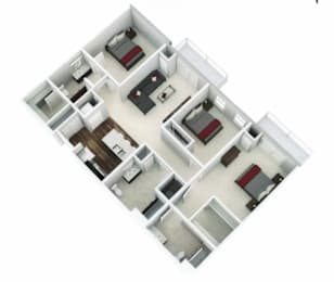  Floor Plan Three Bedroom, Three Bath A