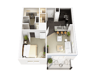  Floor Plan One Bed, One Bath A