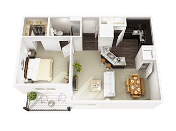  Floor Plan One Bed, One Bath D