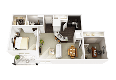  Floor Plan One Bed, One Bath w/ Den