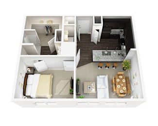  Floor Plan One Bed, One Bath B