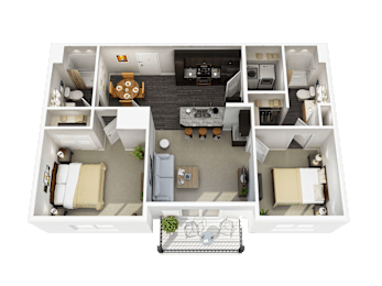  Floor Plan Two Bed, Two Bath A