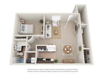  Floor Plan One Bed, One Bath A