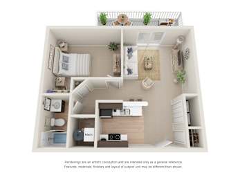  Floor Plan One Bed, One Bath B