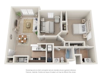  Floor Plan Two Bed, Two Bath C