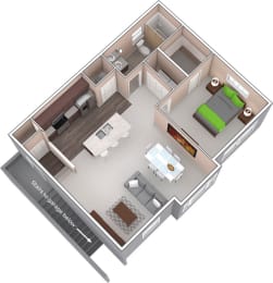  Floor Plan One Bed, One Bath G