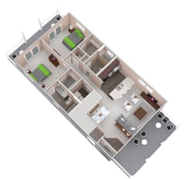  Floor Plan Two Bed, Two Bath C