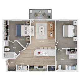 A floor plan of a house with labeled rooms such as bedroom, living room, and kitchen.