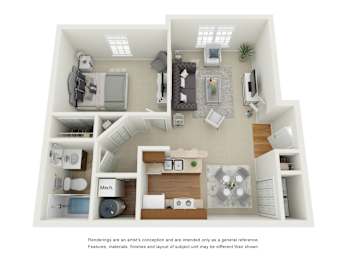  Floor Plan One Bed, One Bath A