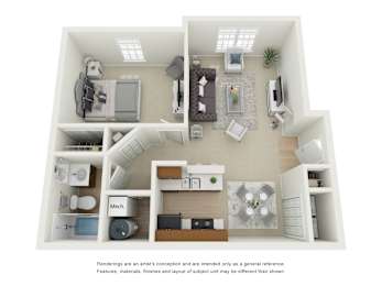  Floor Plan One Bed, One Bath B