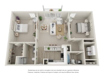  Floor Plan Two Bed, Two Bath B