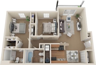 Floor Plan Two Bedroom, Two Bath