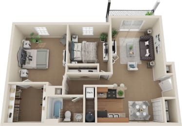  Floor Plan Two Bedroom, One Bath