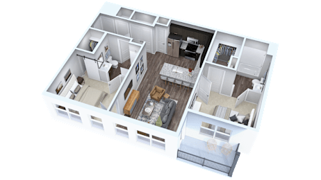 Floor Plan 2 Bed, 2 Bath A