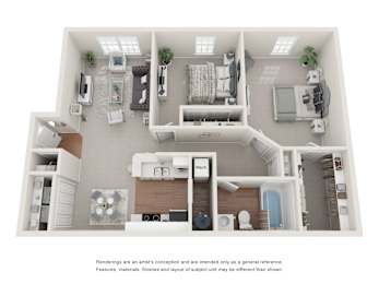  Floor Plan Two Bed, One Bath
