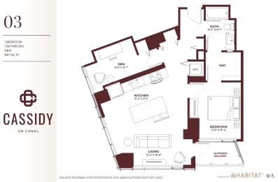Studio 03 Floor Plan at Cassidy on Canal, Chicago