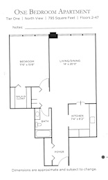 the floor plan of the one bedroom apt
