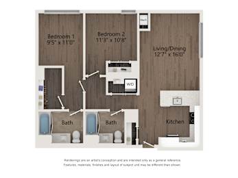 Floor Plan  2 Bedroom/2 Bath