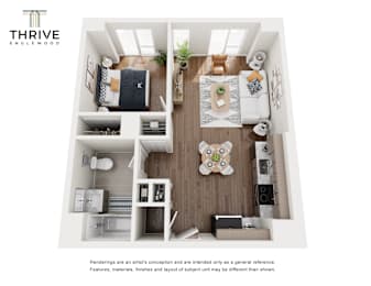 a 1 bedroom floor plan  the thrive