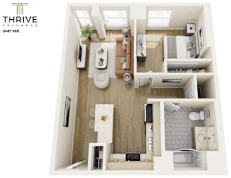 One Bedroom B Floorplan at Thrive Exchange, Chicago, IL