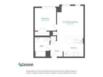 Floor Plan  1 Bedroom A