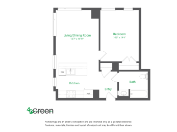 Floor Plan  1 Bedroom B
