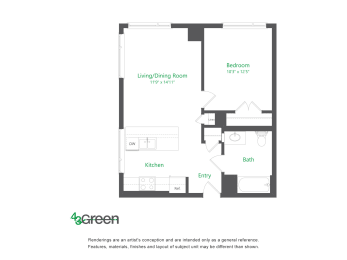 Floor Plan  1 Bedroom C
